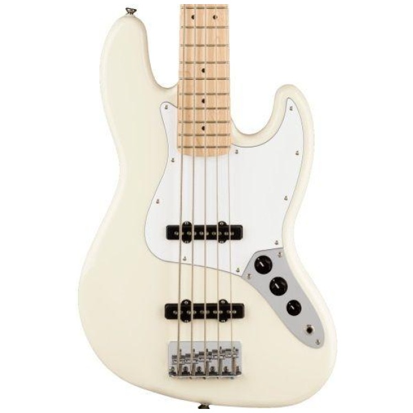 Squier by Fender Affinity J Bass Guitar V 5 String Maple Neck Olympic White