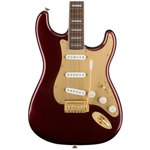 Squier by Fender 40th Anniversary Stratocaster Gold Edition Ruby Red Metallic