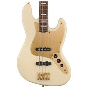 Squier by Fender 40th Anniversary Jazz Bass Gold Edition Olympic White