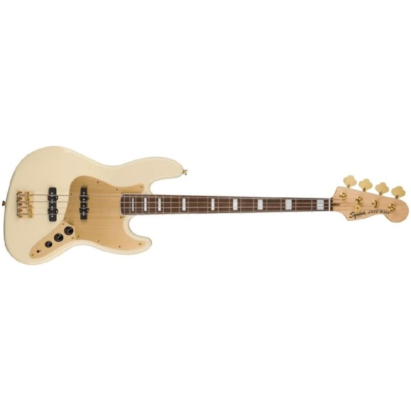 Squier by Fender 40th Anniversary Jazz Bass Gold Edition Olympic White
