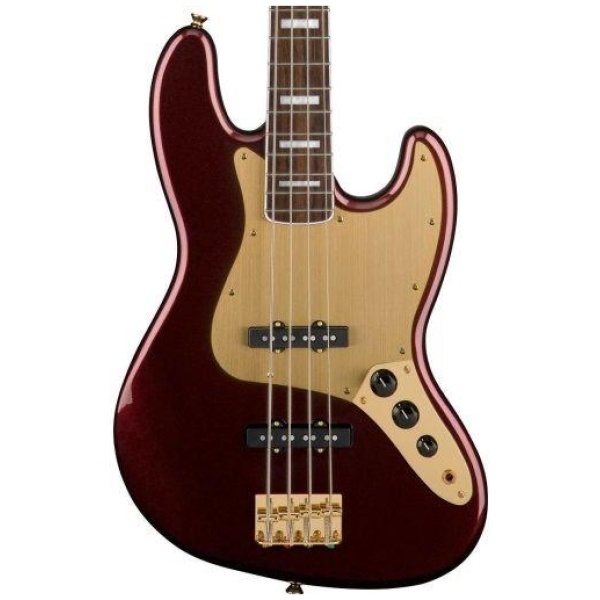 Squier by Fender 40th Anniversary Jazz Bass Gold Edition Ruby Red Metallic
