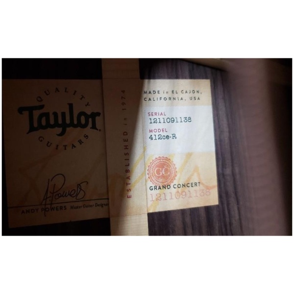 Taylor 412CE-R Grand Concert V-Class w/ Hardshell Case Ser#:1211091138