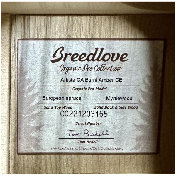 Breedlove Artista Pro Concertina Burnt Amber Acoustic Electric w/ Case Ser# CC2212103165