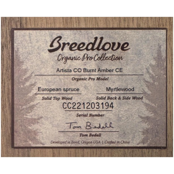 Breedlove Artista Pro Concerto Burnt Amber Acoustic Electric w/ Case Ser# CC221203194