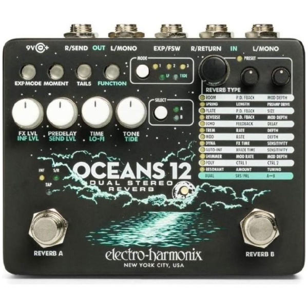 Electro Harmonix OCEANS 12 Dual Stereo Reverb Pedal