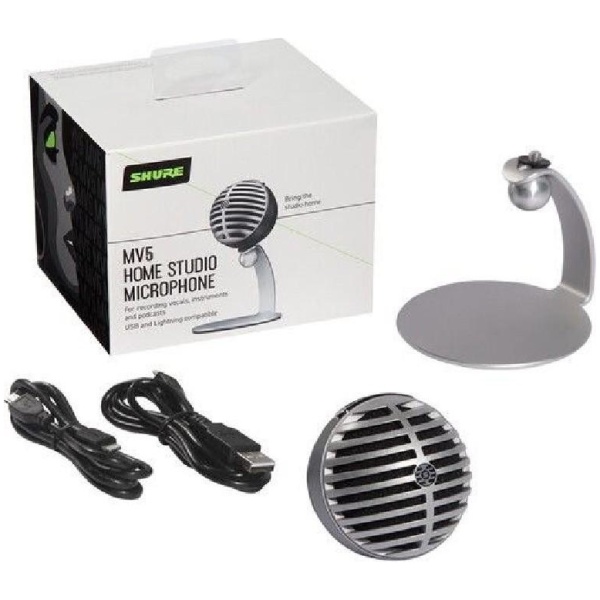 Shure Motiv MV5 Digital Condenser Microphone Gray USB Lighting Connection