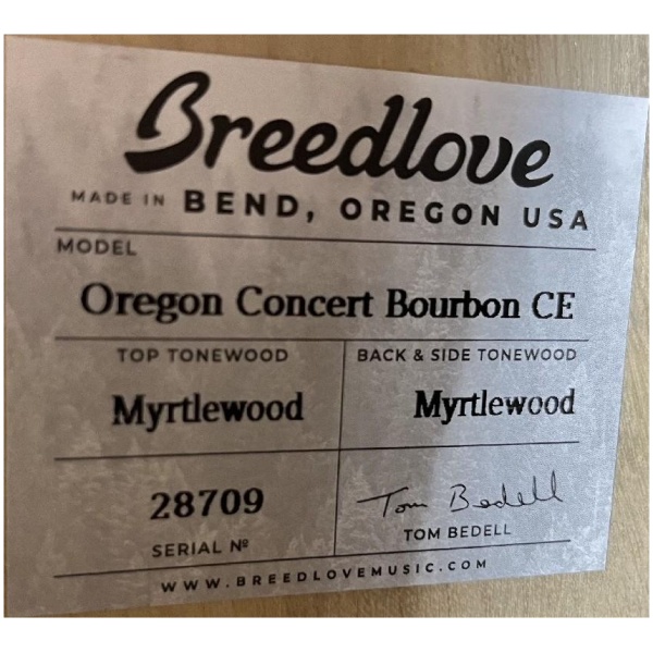 Breedlove USA Oregon Concert Bourbon Cutaway Acoustic Electric Guitar Ser#: 28709