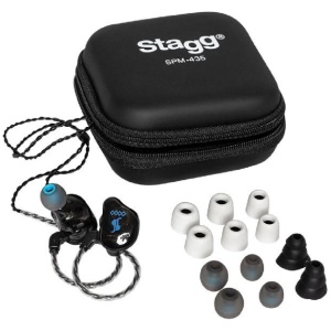 Stagg SPM-435 BK Quad Driver Sound Isolating In Ear Monitors with Case -Black