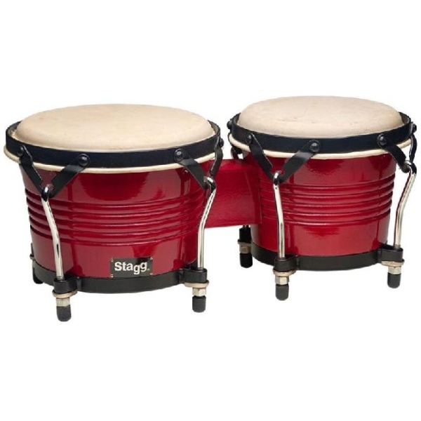 Stagg 7.5" and 6.5" wild-cherry-colored Latin wood bongos