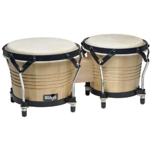 Stagg 7.5" and 6.5" natural-colored Latin wood bongos