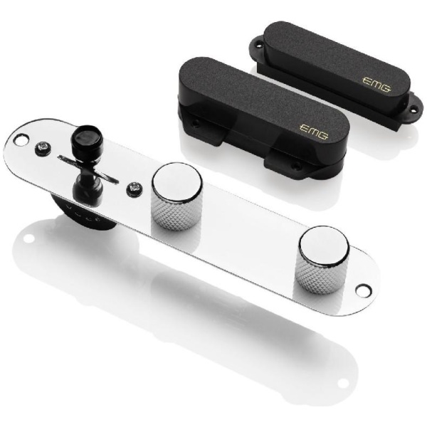 EMG T System - Prewired Tele Pickup Set Black With Control Plate