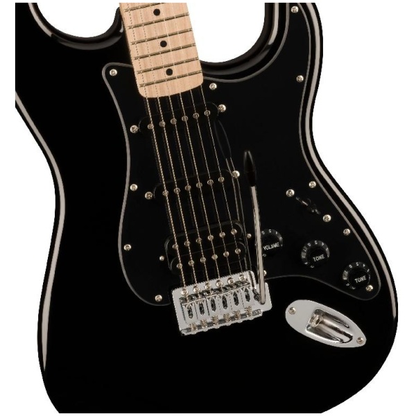 Squier by Fender Sonic Stratocaster HSS Electric Guitar Black with Black Pickguard