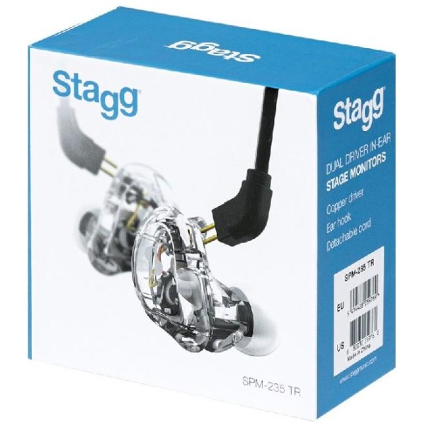 Stagg SPM-235-TR Dual Driver Sound Isolating In Ear Monitors with Case -Translucent