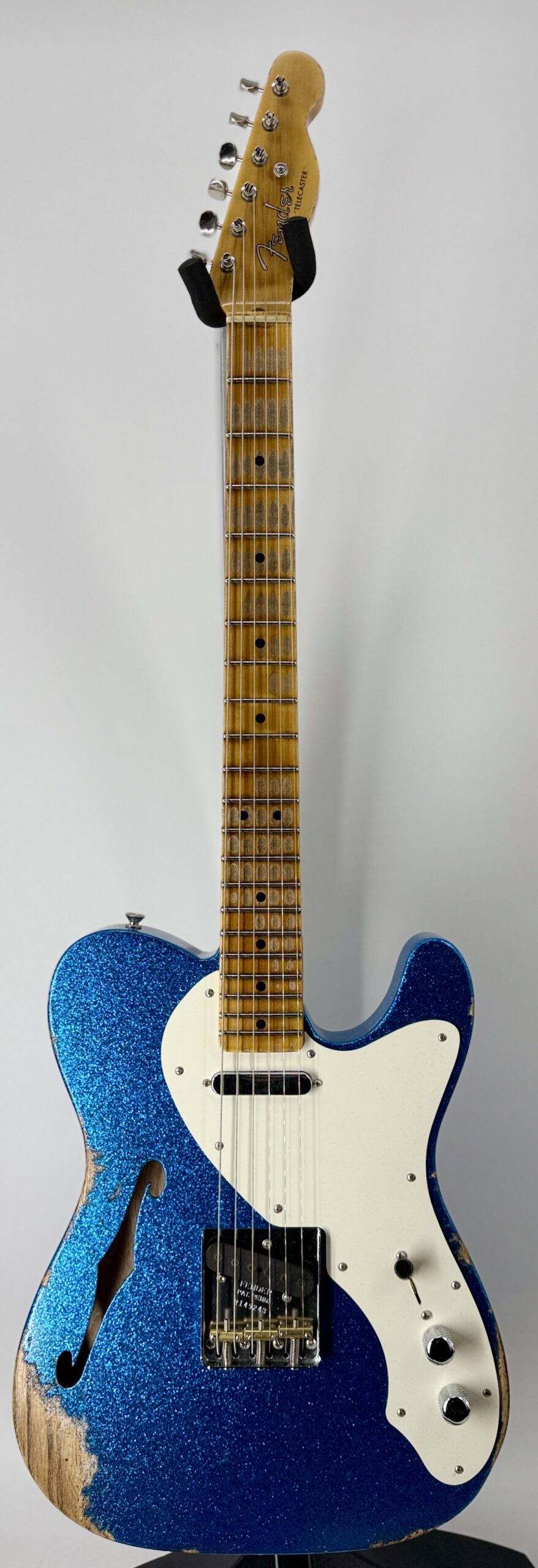 Fender USA Custom Shop Limited Edition 50s Thinline Tele Heavy Relic Aged Blue Sparkle - Image 3