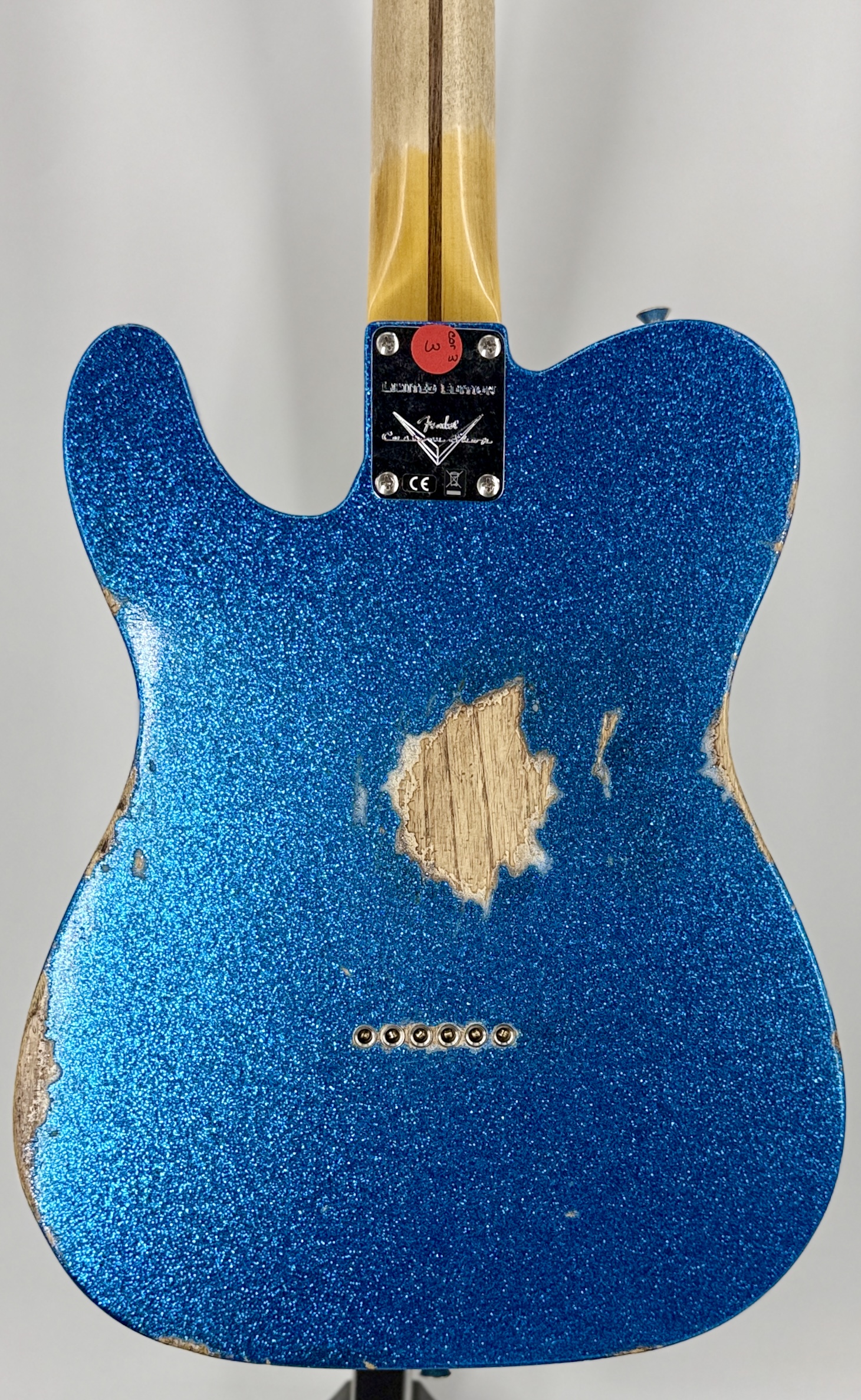 Fender USA Custom Shop Limited Edition 50s Thinline Tele Heavy Relic Aged Blue Sparkle - Image 7