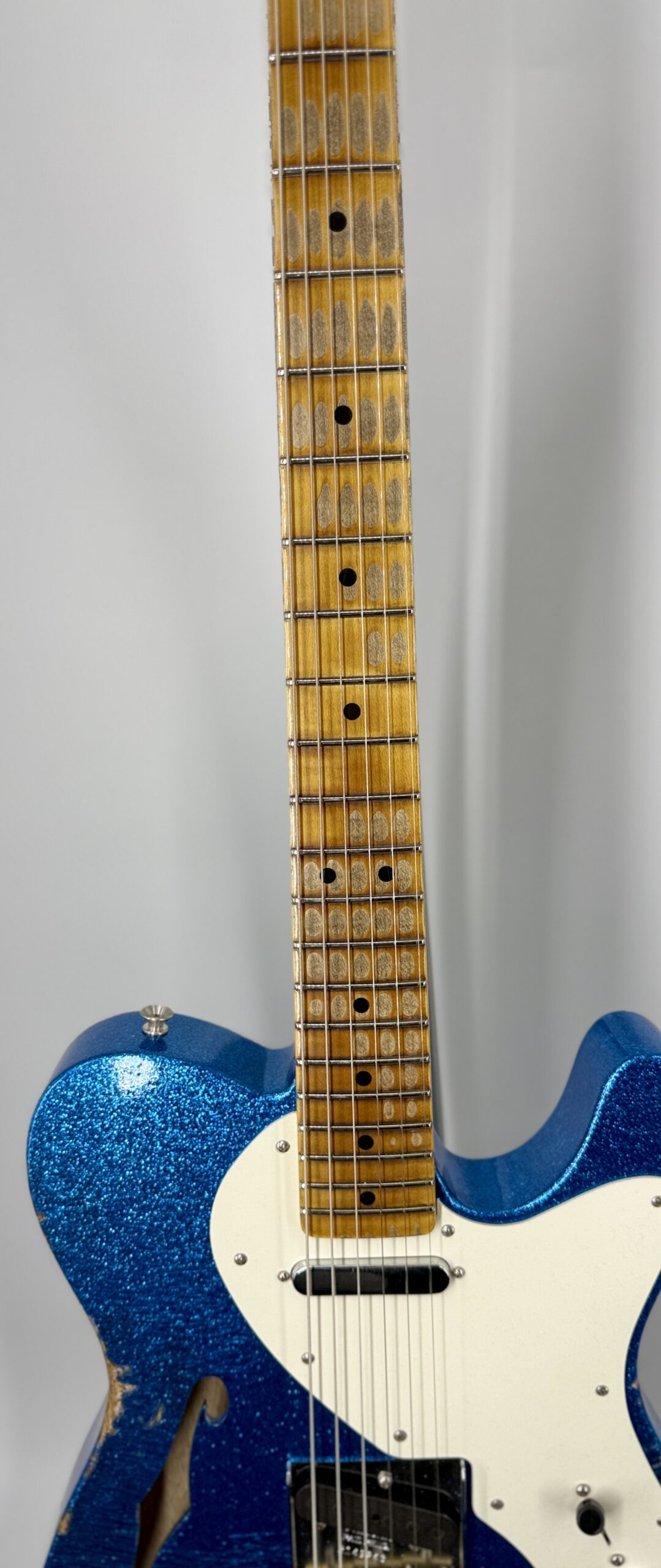 Fender USA Custom Shop Limited Edition 50s Thinline Tele Heavy Relic Aged Blue Sparkle - Image 16